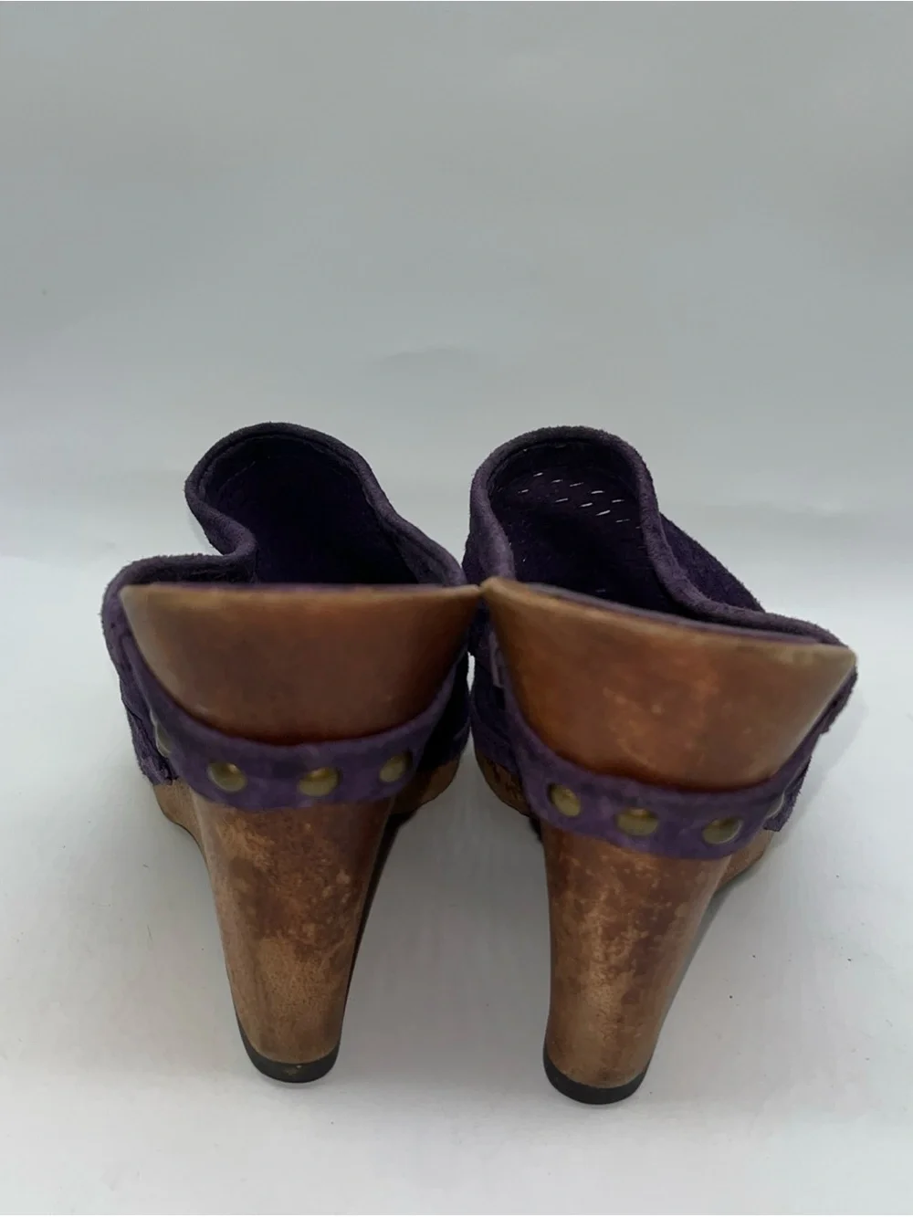Women’s Michael Kors Purple Wedge Wood Clogs Sz 7.5